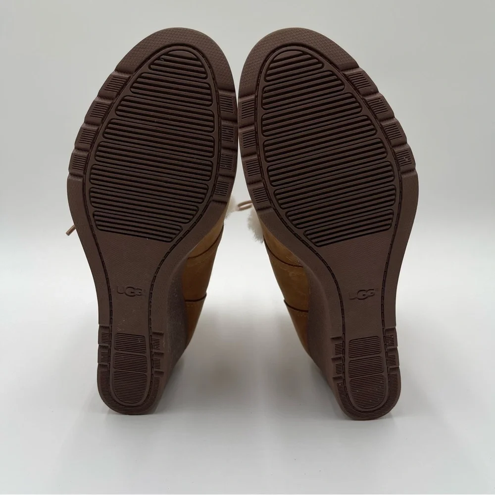 UGG Australia Jeovana Boots Chestnut Suede Waterproof  Wedge Lace Up size 9 - Picture 15 of 16